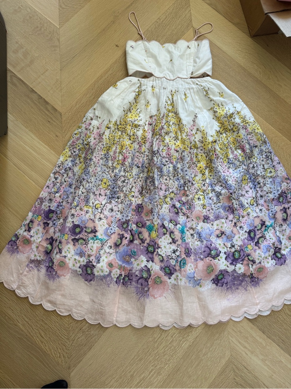 Zimmermann White Floral Embroidered dress. Size 2